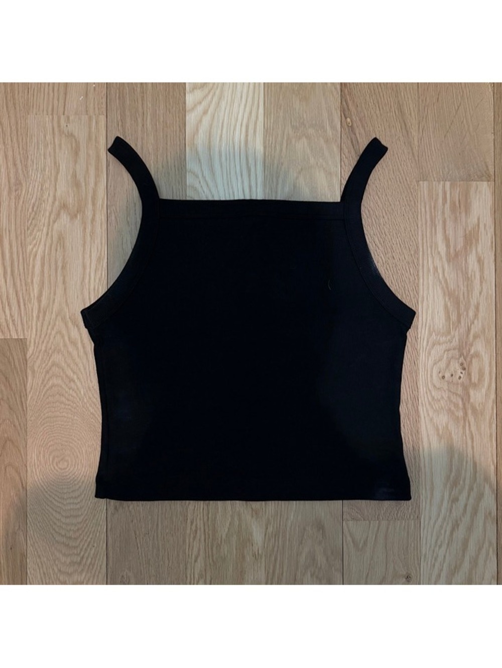 abercrombie & fitch black ribbed square neck tank top size large